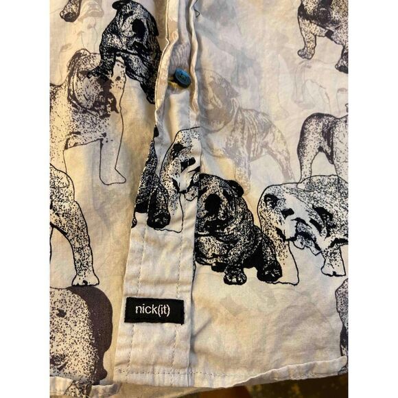 Nick it Bull Dogs size Xl button shirt #15848 Gray and Black LS - Picture 6 of 6